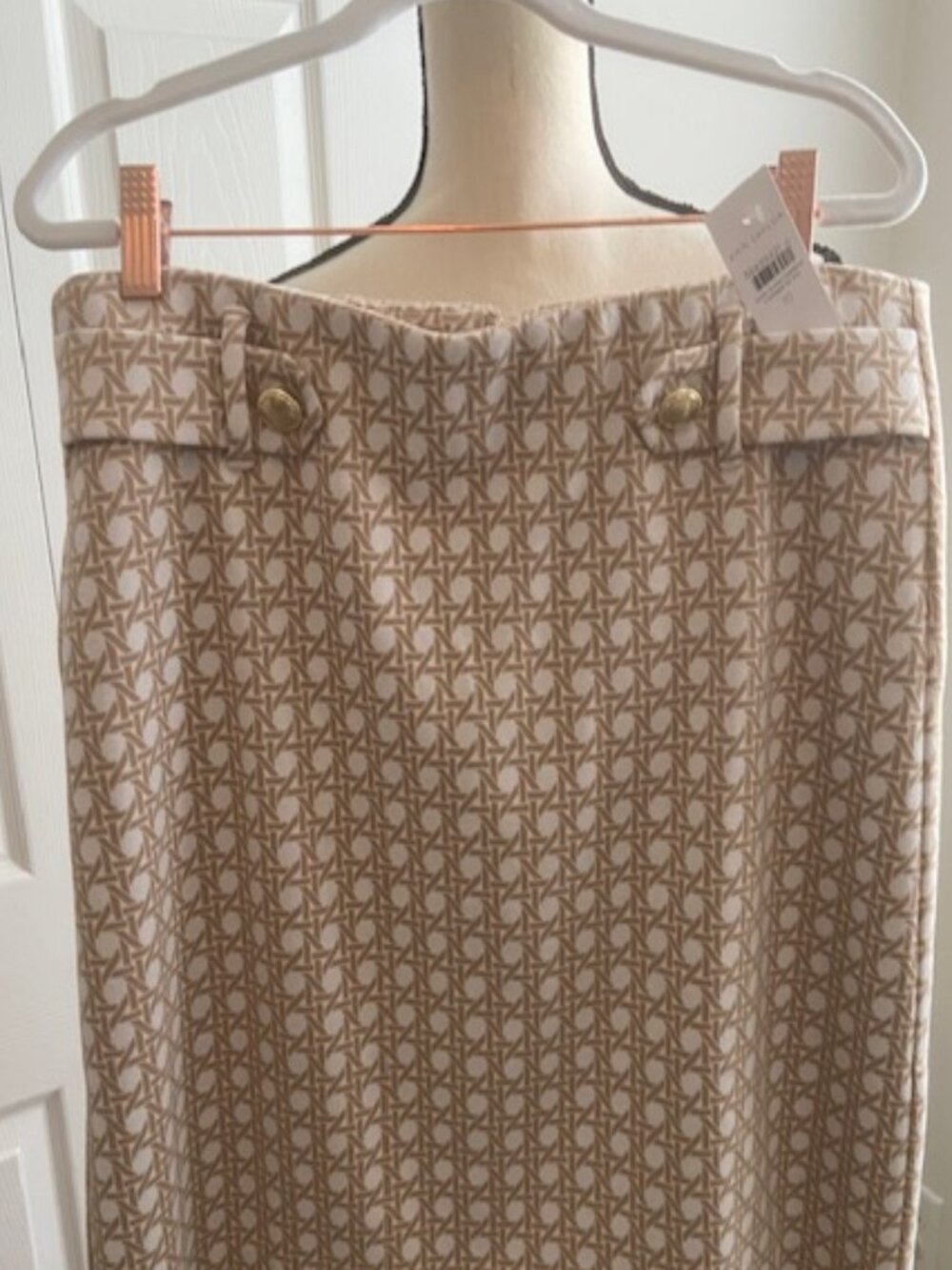 Ann Taylor soft Beige/White Skirt -Size 10 NWT
